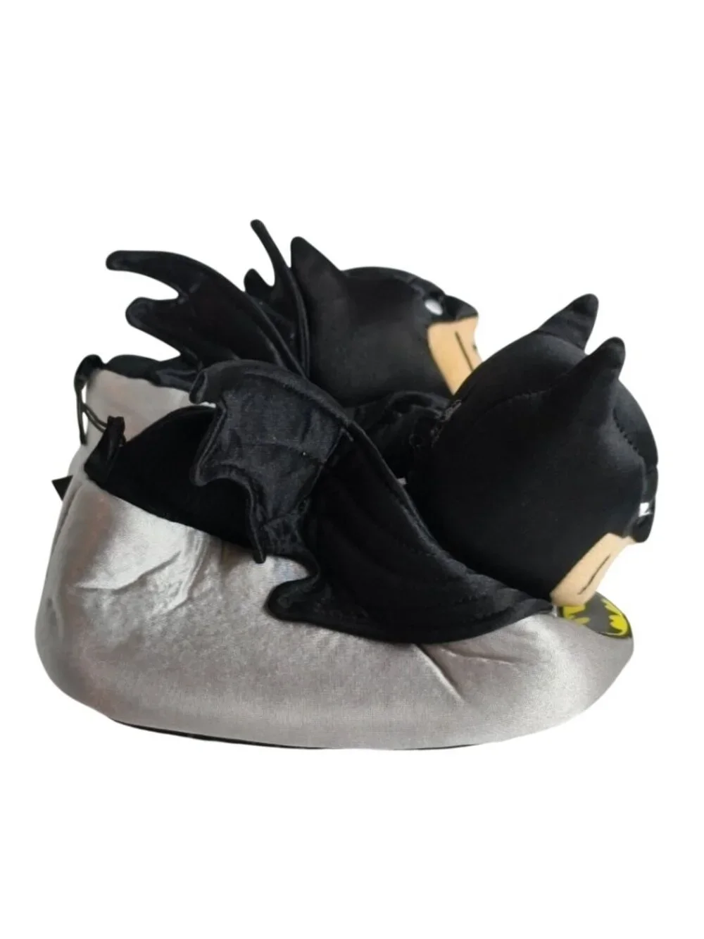 Batman Toddler Boy XL 11/12 Sock Slippers 3D Head Wings Black Silver DC Comics